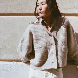 OZMA Sloan cardigan in Brush. $348 retail